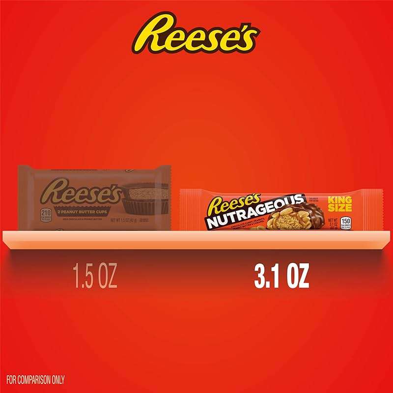 REESE'S NUTRAGEOUS Chocolate, Peanut Butter, Caramel and Peanut King Size, Candy Bars, 3.1 oz (18 Count) - Image 4