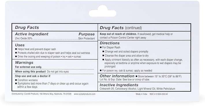 CareAll Zinc Oxide 20% Skin Protectant Barrier Ointment 2 oz, Relieves, Treats and Prevents Minor Skin Irritations due to Diaper Rash. Helps Seal Out Wetness. Protects Chafed Skin. - Image 5