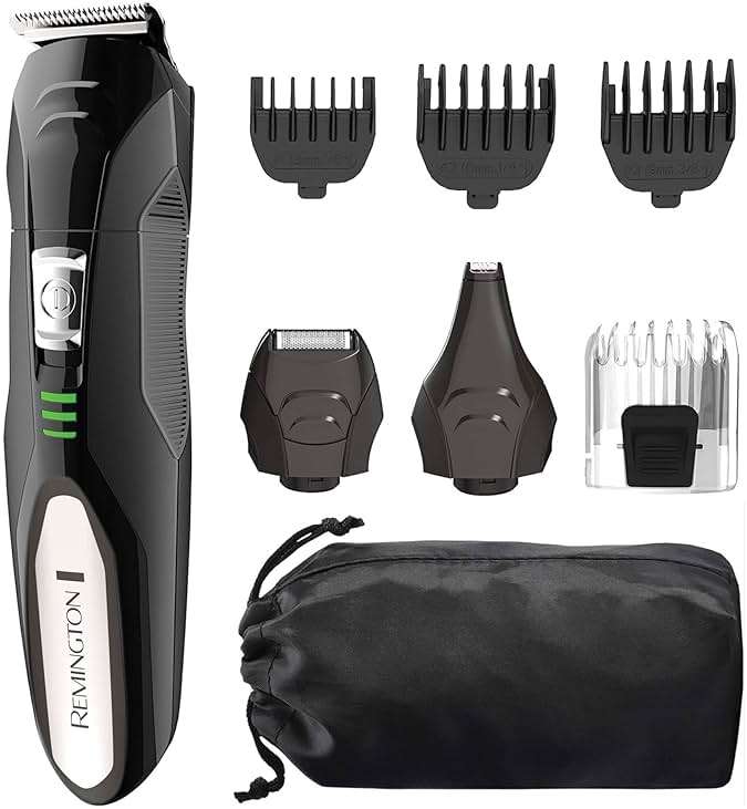 Remington All-in-One Grooming Kit, Lithium Powered, 8 Piece Set with Trimmer, Men's Shaver, Clippers, Beard and Stubble Combs, PG6025, Black - Image 1