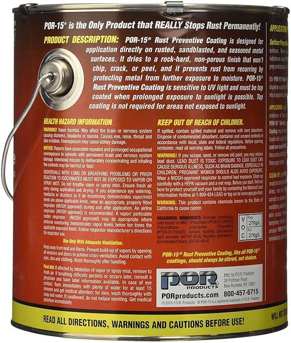 POR-15 Rust Preventive Coating, Stop Rust and Corrosion Permanently, Anti-rust, Non-porous Protective Barrier, 128 Fluid Ounces, Semi-gloss Black - Image 2