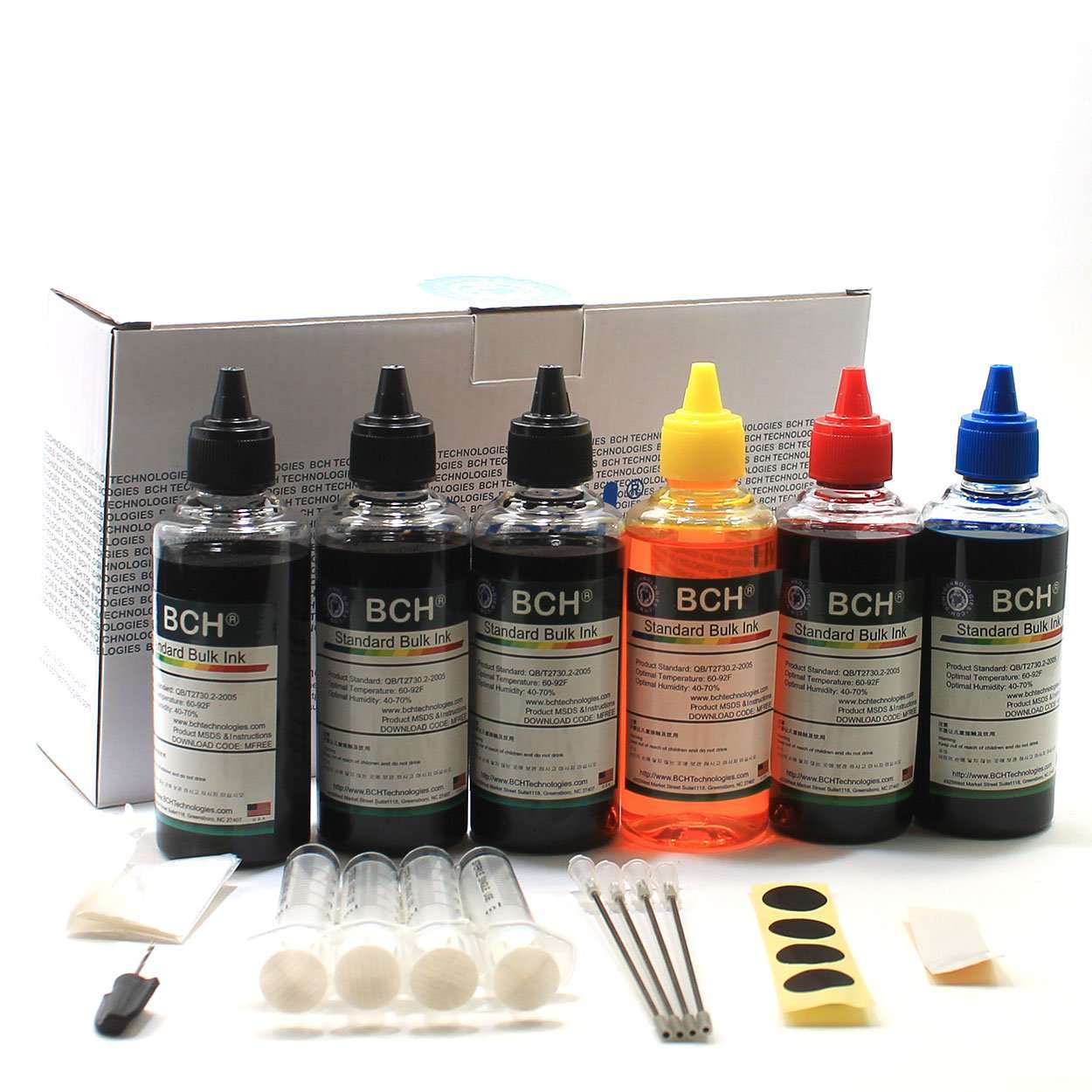 BCH Standard Printer Refill Ink Kit – 600ml Bulk Dye Ink (3X Black, Cyan, Magenta, Yellow) – UV-Resistant, Vivid Colors – Compatible with HP, Epson, Canon Inkjet Printers – Printer Ink - Image 1