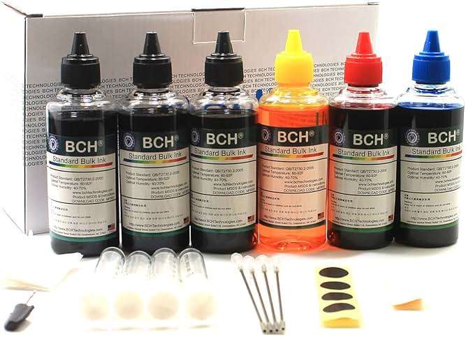 BCH Standard Printer Refill Ink Kit – 600ml Bulk Dye Ink (3X Black, Cyan, Magenta, Yellow) – UV-Resistant, Vivid Colors – Compatible with HP, Epson, Canon Inkjet Printers – Printer Ink - Image 2