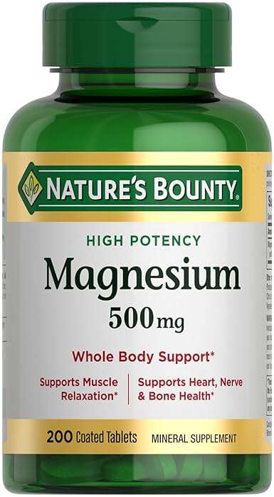 Nature's Bounty Magnesium 500 mg Tablets, High Potency Magnesium Supplement for Bone & Muscle Health, Whole Body Support, 200 Count (Pack of 1) - Image 1