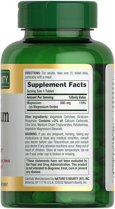 Nature's Bounty Magnesium 500 mg Tablets, High Potency Magnesium Supplement for Bone & Muscle Health, Whole Body Support, 200 Count (Pack of 1) - Image 7