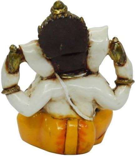 Lightahead The Blessing. Lord RAJA Ganesh GANPATI Statue of Elephant Hindu GOD in Color & Gold Made from Marble Powder in India - Image 3