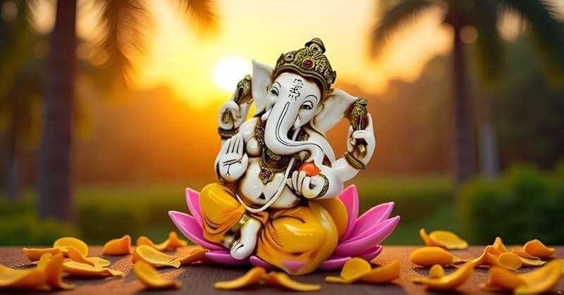 Lightahead The Blessing. Lord RAJA Ganesh GANPATI Statue of Elephant Hindu GOD in Color & Gold Made from Marble Powder in India - Image 8