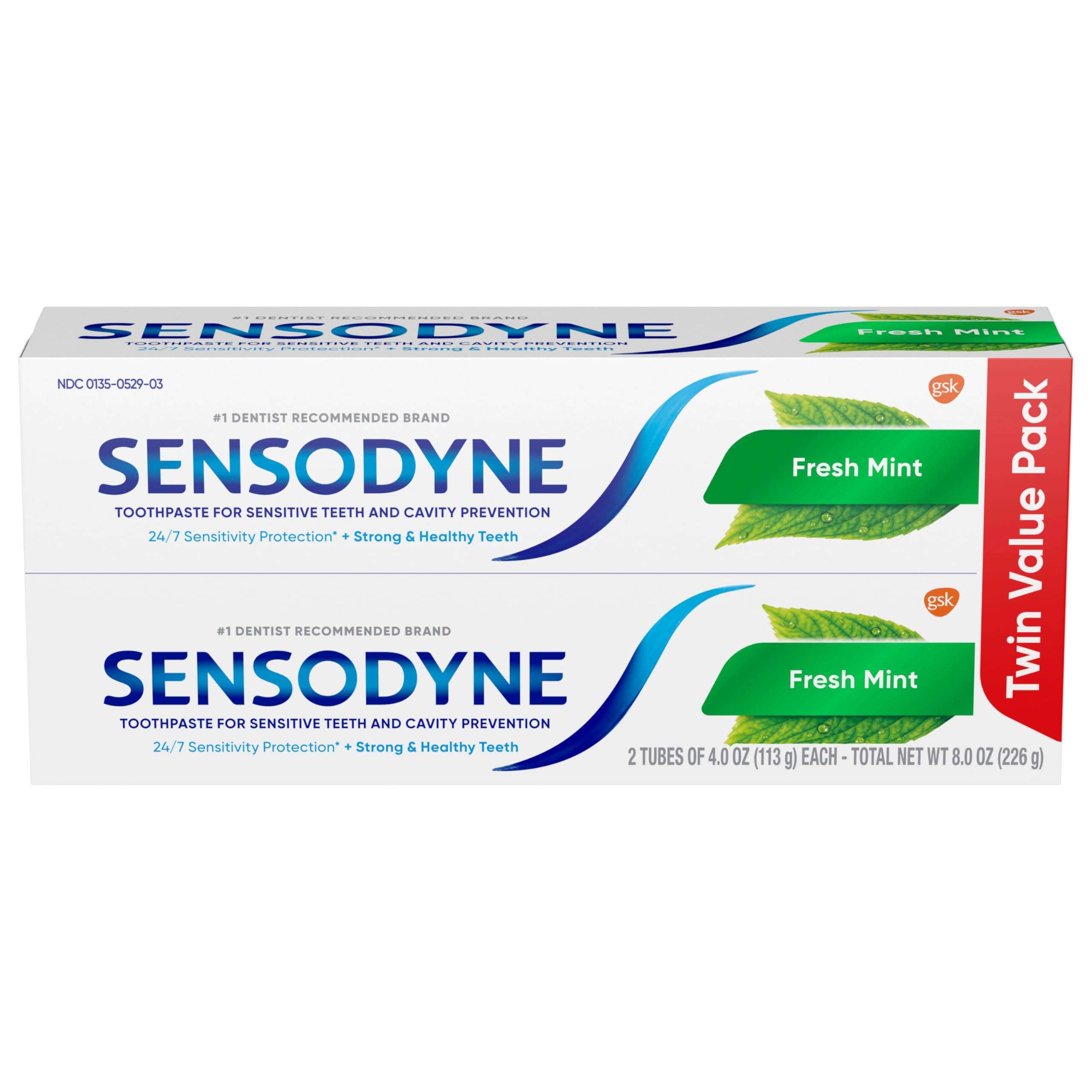 Sensodyne Fresh Mint Sensitive Toothpaste, ADA Accepted Toothpaste for Cavity Prevention and Sensitive Teeth Treatment - 4 Ounces (Pack of 2) - Image 1