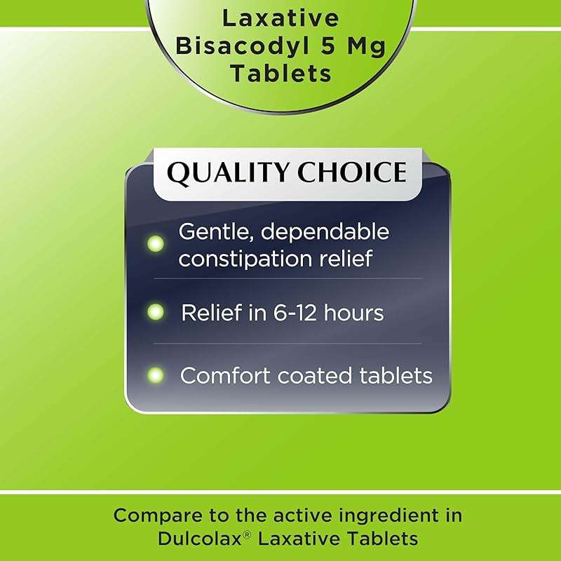 Quality Choice Laxatives for Constipation Relief - Bisacodyl 5mg Tablets, Comfort Coated Stimulant Laxative. Overnight Relief, 25 Count. for Occasional Constipation and Irregularity. - Image 2