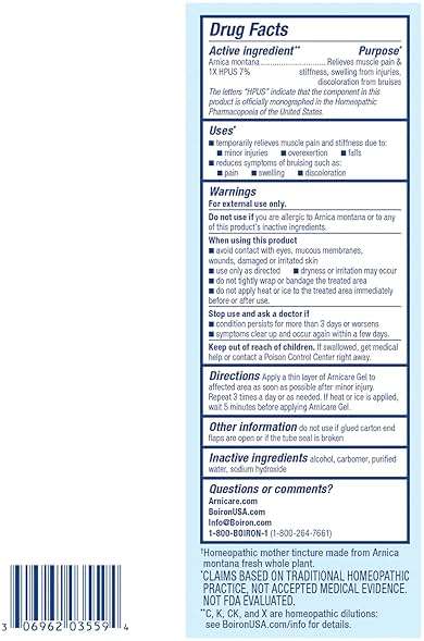 Boiron Arnicare Gel for Relief of Joint Pain, Muscle Pain, Muscle Soreness, and Swelling from Bruises or Injury - Non-greasy and Fragrance-Free - 2.6 oz - Image 7