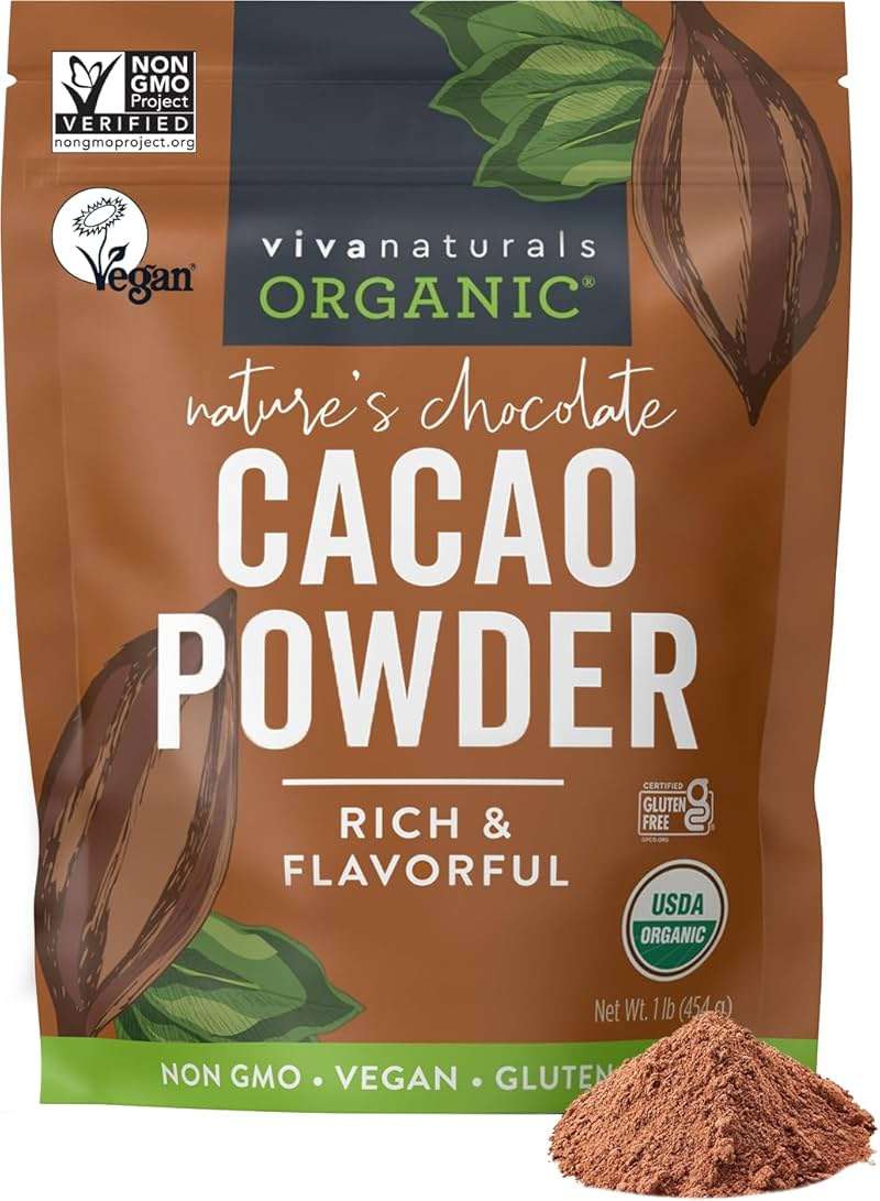 Organic Cacao Powder, Unsweetened, 1 lb (454 g) – Rich Dark Chocolate Flavor, Perfect for Baking, Smoothies & Hot Chocolate – Vegan, Keto, Paleo, Non-GMO & Gluten-Free Cocoa Powder - Image 1