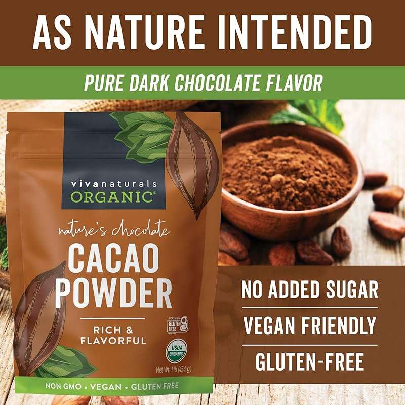 Organic Cacao Powder, Unsweetened, 1 lb (454 g) – Rich Dark Chocolate Flavor, Perfect for Baking, Smoothies & Hot Chocolate – Vegan, Keto, Paleo, Non-GMO & Gluten-Free Cocoa Powder - Image 7