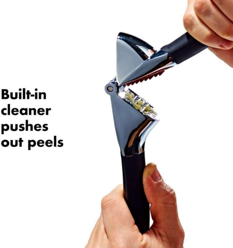 OXO Good Grips Heavy Duty Garlic Press, Die-Cast Zinc, Black - Image 5