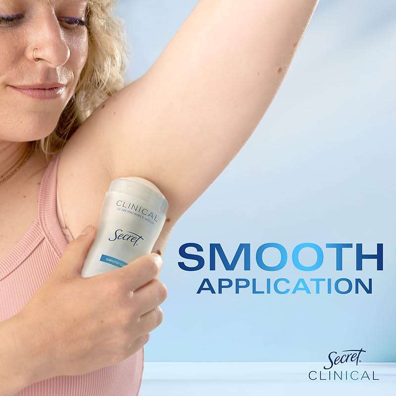 Secret Clinical Strength Invisible Solid Antiperspirant Deodorant for Women, 100HR Sweat & Odor Protection, 3X Stress Protection with Hyaluronic Acid, PH Balanced, Completely Clean Scent, 2.6 oz - Image 10