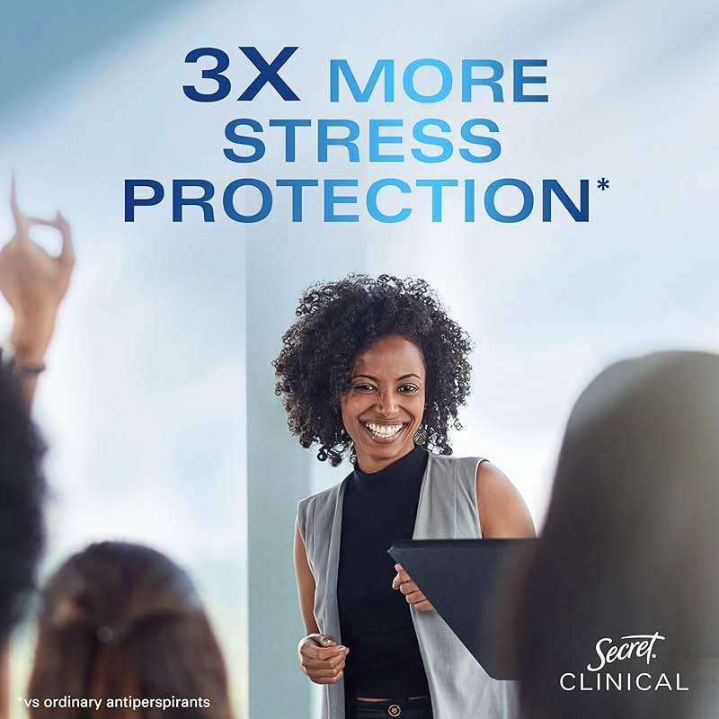 Secret Clinical Strength 100HR Sweat & Odor, Clear Gel Antiperspirant Deodorant for Women, 3X Stress Protection with Hyaluronic Acid, PH Balancing Minerals, Clear Lavender Scent, 2.6 oz - Image 4