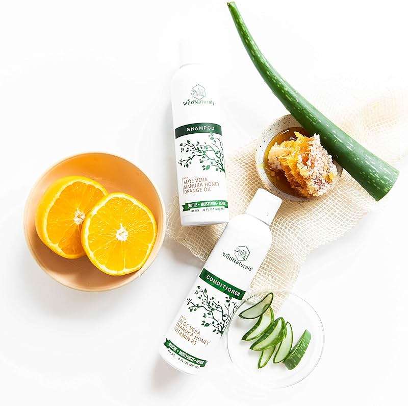 Natural Hydrating Conditioner for Dry & Itchy Scalp - Sulfate Free Dandruff Moisturizing Conditioner with Aloe Vera & Manuka Honey - for Oily Hair & Curly hair - Help Hair Growth with Coconut Oil - Image 8
