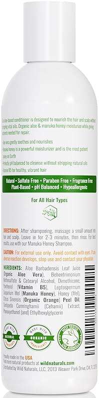 Natural Hydrating Conditioner for Dry & Itchy Scalp - Sulfate Free Dandruff Moisturizing Conditioner with Aloe Vera & Manuka Honey - for Oily Hair & Curly hair - Help Hair Growth with Coconut Oil - Image 10