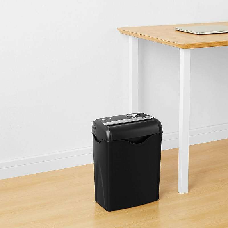 Amazon Basics 6-Sheet Cross-Cut Paper and Credit Card Shredder with 3.8 Gallon Bin, Shreds Staples, Black - Image 2