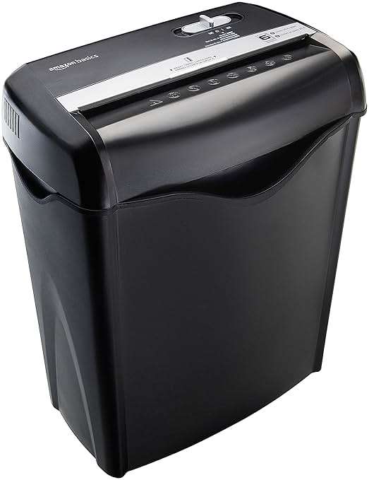 Amazon Basics 6-Sheet Cross-Cut Paper and Credit Card Shredder with 3.8 Gallon Bin, Shreds Staples, Black - Image 8