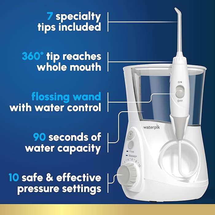 Waterpik Aquarius Water Flosser For Teeth Cleaning, Gums, Braces, Dental Care, Electric Power With 10 Settings, 7 Tips For Multiple Users And Needs, ADA Accepted, White WP-660, Packaging May Vary - Image 2