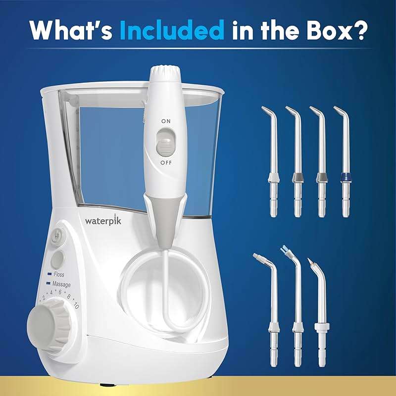 Waterpik Aquarius Water Flosser For Teeth Cleaning, Gums, Braces, Dental Care, Electric Power With 10 Settings, 7 Tips For Multiple Users And Needs, ADA Accepted, White WP-660, Packaging May Vary - Image 4