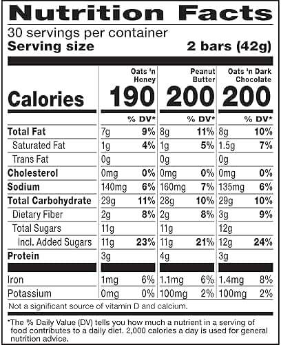 Nature Valley Crunchy Granola Bars Bulk Variety Pack, Oats 'n Honey, Peanut Butter & Oats 'n Dark Chocolate, 30 Two-Bar Wrapped Pouches (60 Bars Total), Whole Grain, No Artificial Flavors, 44.7 OZ - Image 2