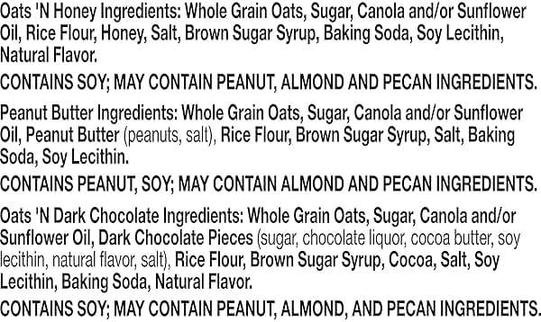 Nature Valley Crunchy Granola Bars Bulk Variety Pack, Oats 'n Honey, Peanut Butter & Oats 'n Dark Chocolate, 30 Two-Bar Wrapped Pouches (60 Bars Total), Whole Grain, No Artificial Flavors, 44.7 OZ - Image 3