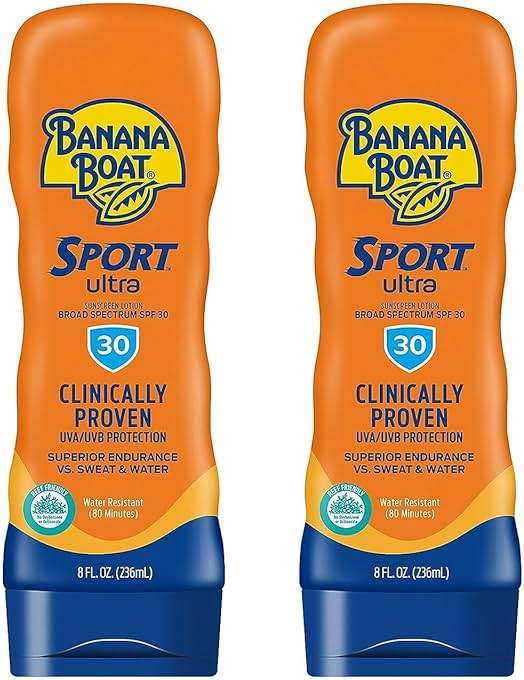 Banana Boat Sport Performance Broad Spectrum SPF 30 Sunscreen Lotion, Swim Splash - Up to 80 Minutes Water Resistant, 8 fl oz, 2-Pack - Image 1