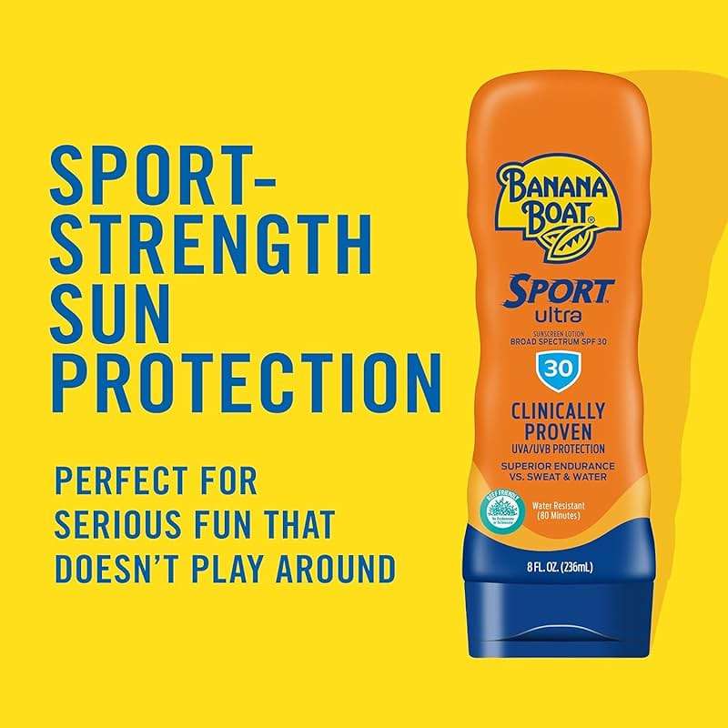 Banana Boat Sport Performance Broad Spectrum SPF 30 Sunscreen Lotion, Swim Splash - Up to 80 Minutes Water Resistant, 8 fl oz, 2-Pack - Image 6