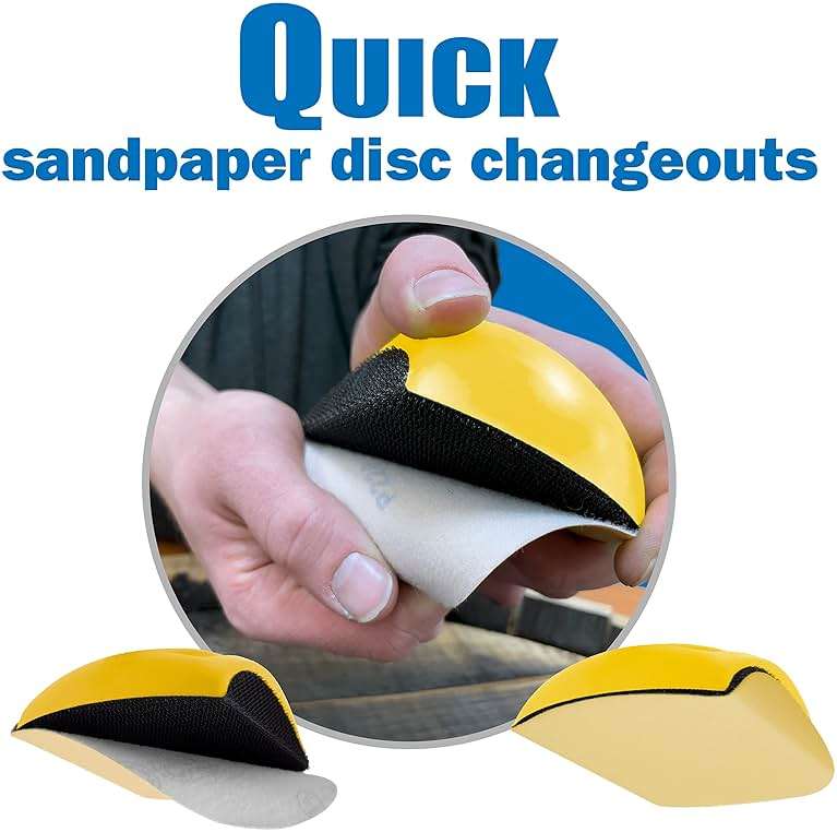 Peachtree Woodworking Supply 5" Sanding Mouse Block for Furniture Restoration, Home, Automotive, Hook and Loop Sanding Block, Accepts Standard Orbital Discs (5" Sander Mouse) - Image 6