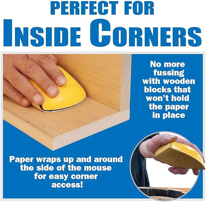 Peachtree Woodworking Supply 5" Sanding Mouse Block for Furniture Restoration, Home, Automotive, Hook and Loop Sanding Block, Accepts Standard Orbital Discs (5" Sander Mouse) - Image 7