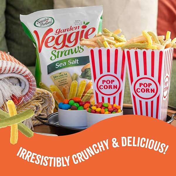 Sensible Portions Garden Veggie Snacks - Veggie Straws, Gluten Free, Snack Size Sea Salt, 1 Oz (Pack of 24) - Image 7