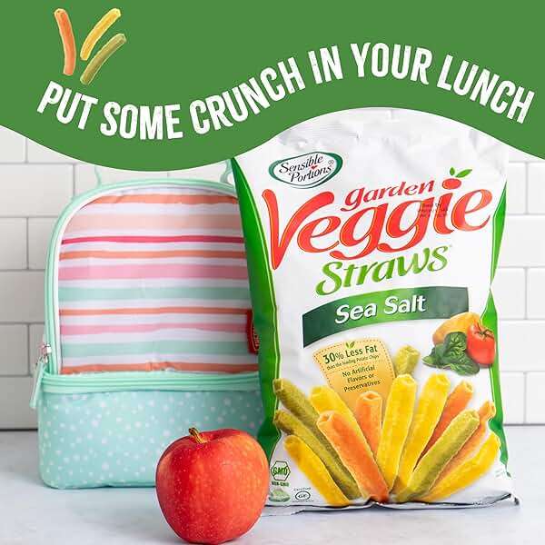Sensible Portions Garden Veggie Snacks - Veggie Straws, Gluten Free, Snack Size Sea Salt, 1 Oz (Pack of 24) - Image 8