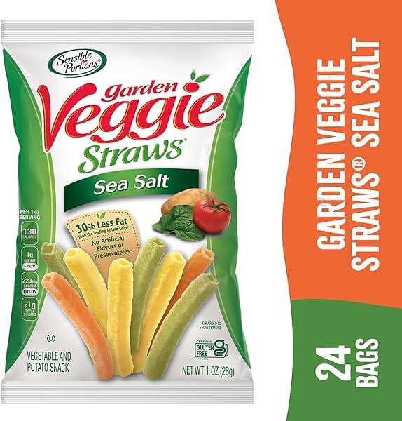 Sensible Portions Garden Veggie Snacks - Veggie Straws, Gluten Free, Snack Size Sea Salt, 1 Oz (Pack of 24) - Image 9