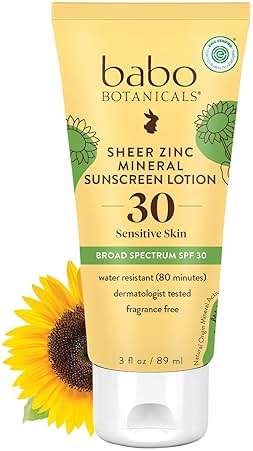 Babo Botanicals Sheer Zinc Mineral Sunscreen Lotion SPF30 - Natural Zinc Oxide - Shea Butter - Face & Body - Water Resistant - Fragrance-Free - EWG Verified - Vegan - For all ages - 1 or 2 Pack - Image 1