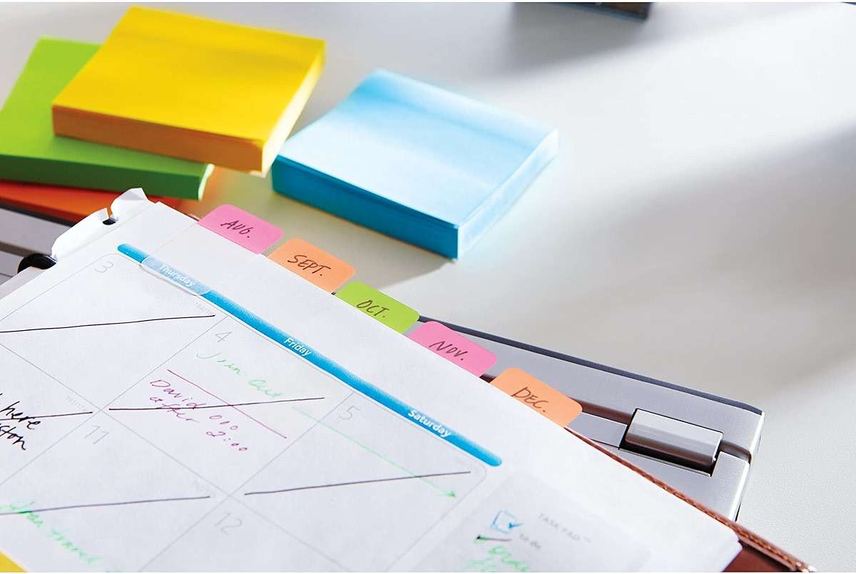 Post-it Sticky Tabs, 1 in. x 1.5 in., 4 Pads of Book Tabs in Assorted Bright Colors for Bookmarking, Annotating, Reading, and Reminders, Blue, Yellow, Pink, and Purple (88 Total Count) - Image 10