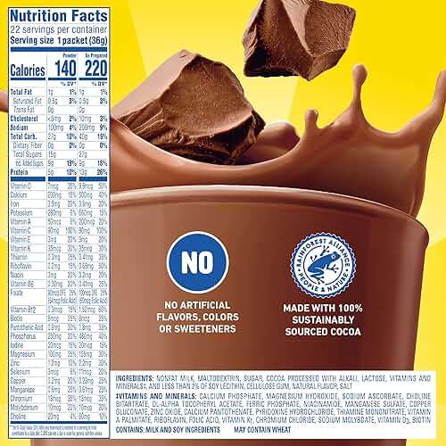 Carnation Breakfast Essentials Powder Drink Mix, Rich Milk Chocolate, 22 Count Box of 1.26 Ounce Packets - Image 6
