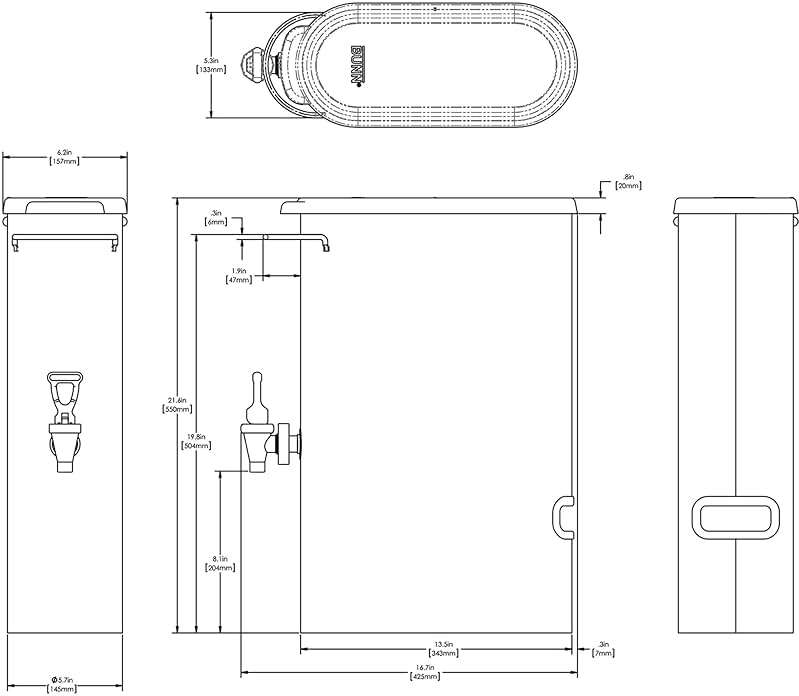 BUNN TDO-N-3.5 Oval Style narrow 3.5 Gallon Commercial Iced Tea Dispenser with Solid Lid - Image 2