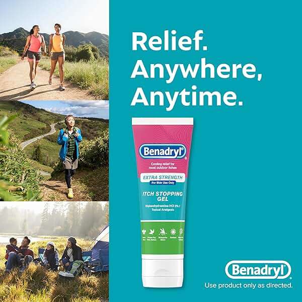 Benadryl Topical Itch Relief Gel, Extra Strength, Contains 2% Diphenhydramine HCl, Soothing Relief from Scrapes, Insect Bites, Sunburn and More, Great for Outdoors, 3.5 fl oz - Image 8
