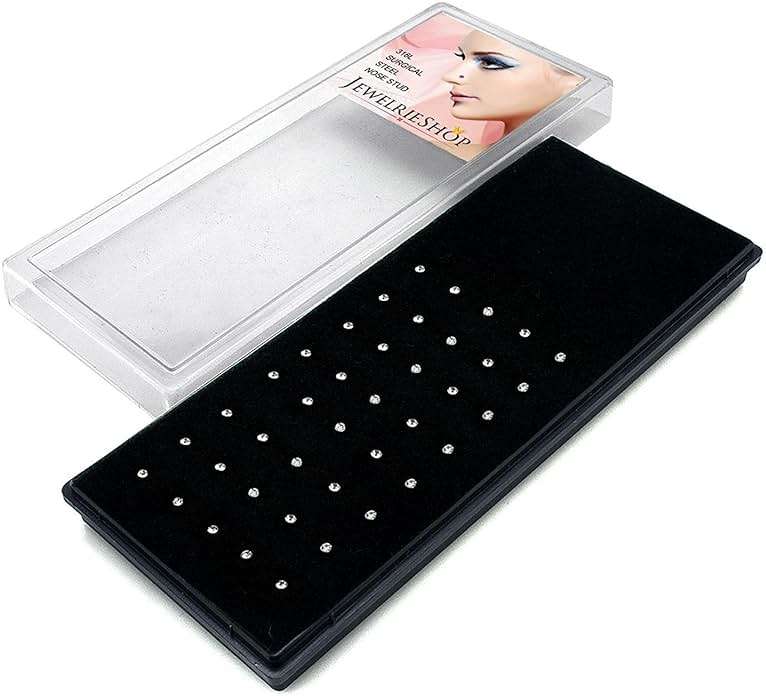 JEWELRIESHOP 40pcs Nose Studs Stainless Steel CZ Nose Rings Pins Piercing Jewelry Bone Studs for Women Men Hypoallergenic 22G - Image 2