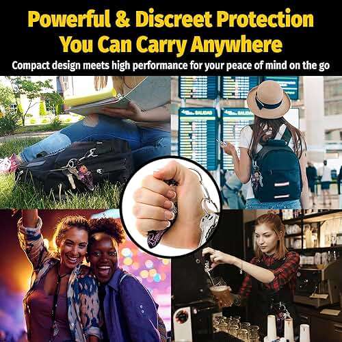 MUNIO Self Defense Keychain – Lightweight, Stylish & Portable Safety Tool for Women & Men – Non-Lethal Kubotan, Easy to Use, TSA Approved – Made in USA – Modern Flowers Design - Image 2