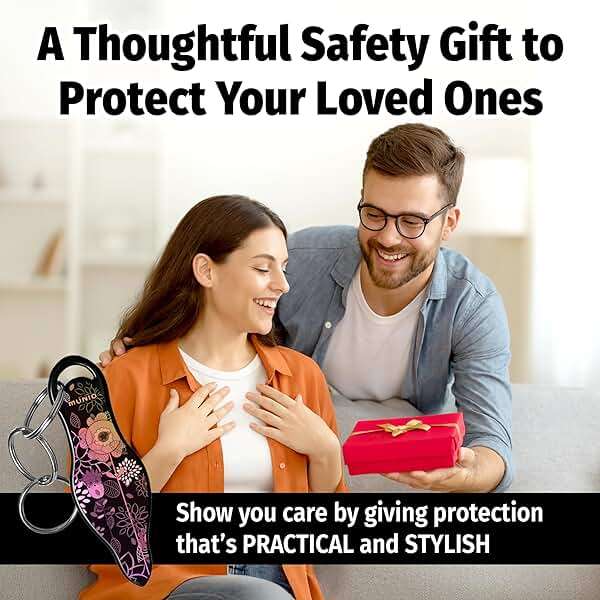 MUNIO Self Defense Keychain – Lightweight, Stylish & Portable Safety Tool for Women & Men – Non-Lethal Kubotan, Easy to Use, TSA Approved – Made in USA – Modern Flowers Design - Image 9