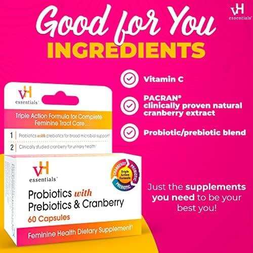 vH essentials Probiotics with Prebiotics and Cranberry Feminine Health Supplement - 60 Capsules - Image 4
