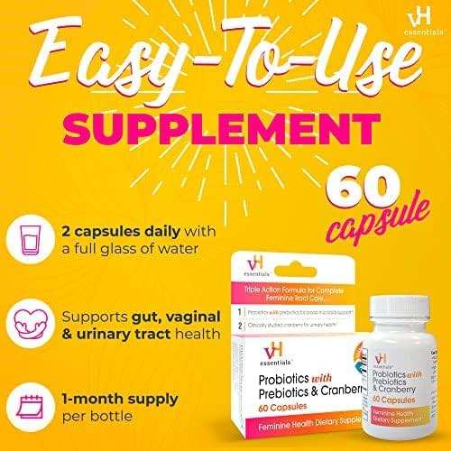 vH essentials Probiotics with Prebiotics and Cranberry Feminine Health Supplement - 60 Capsules - Image 6