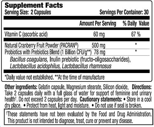 vH essentials Probiotics with Prebiotics and Cranberry Feminine Health Supplement - 60 Capsules - Image 7
