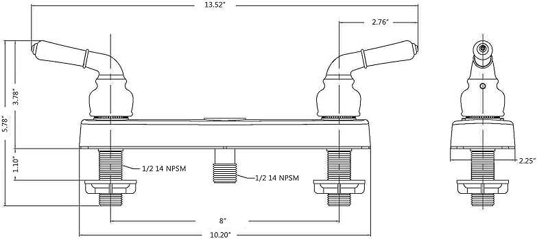 Laguna Brass 3320CP/4010CP Mobile Home Non-Metallic Two Handle 8" Shower Faucet Valve with Matching Shower Head/Arm/Flange Chrome Finish - Image 2
