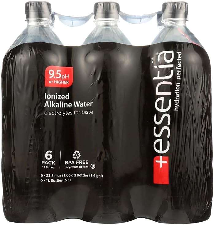 Essentia Bottled Water, 1 Liter, 6-Pack, Ionized Alkaline Water - Image 1