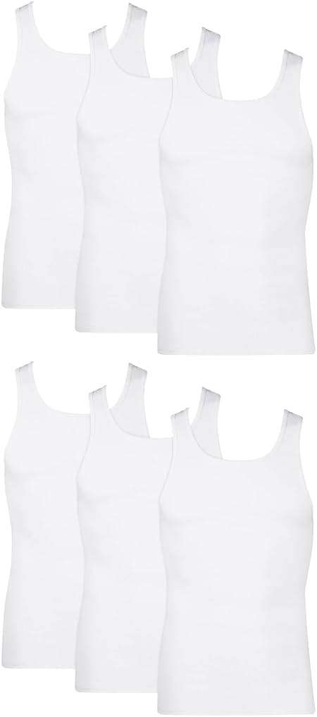 Hanes Men's Tank Undershirt Pack, Cotton Tank Undershirt, Moisture-Wicking, Breathable, White or Grey/Black, Multi-Pack - Image 1