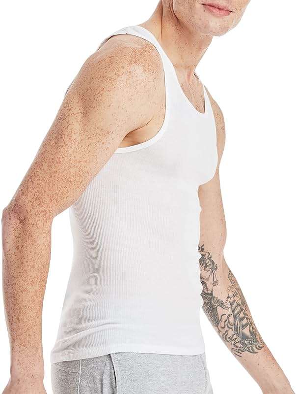 Hanes Men's Tank Undershirt Pack, Cotton Tank Undershirt, Moisture-Wicking, Breathable, White or Grey/Black, Multi-Pack - Image 4