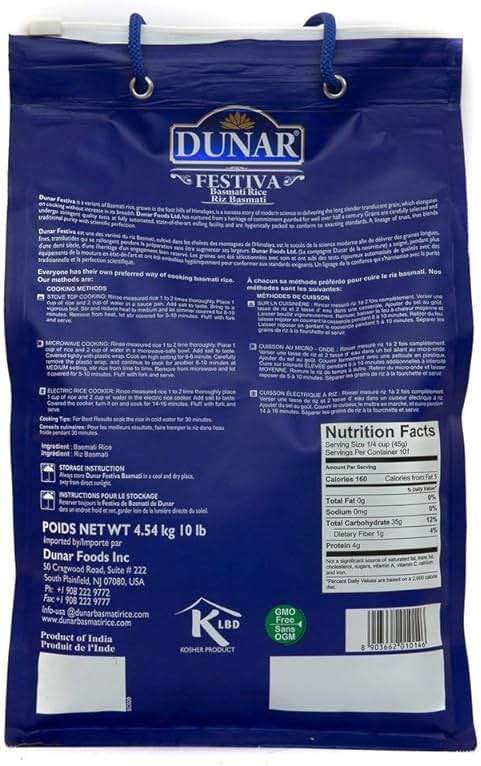 Dunar - Festiva Pusa Basmati Rice, 10 Lb - Image 3