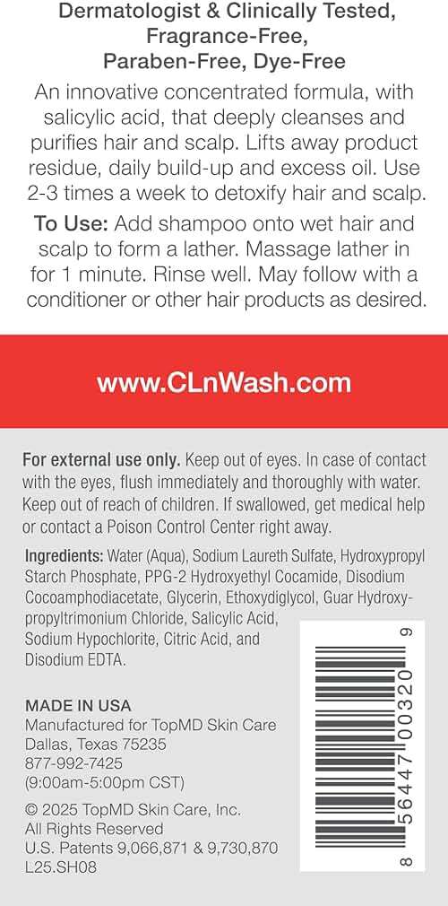 CLn® Shampoo - Clarifying Formula with Salicylic Acid, For Normal to Oily Scalp Prone to Folliculitis, Dandruff, Itchy & Flaky Scalp, Fragrance-Free & Paraben-Free, 8 fl. oz. - Image 2